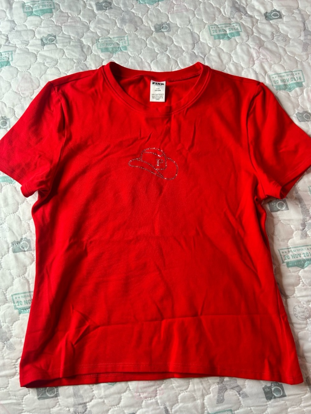 Victoria's Secret Red Rhinestone Hat Tee